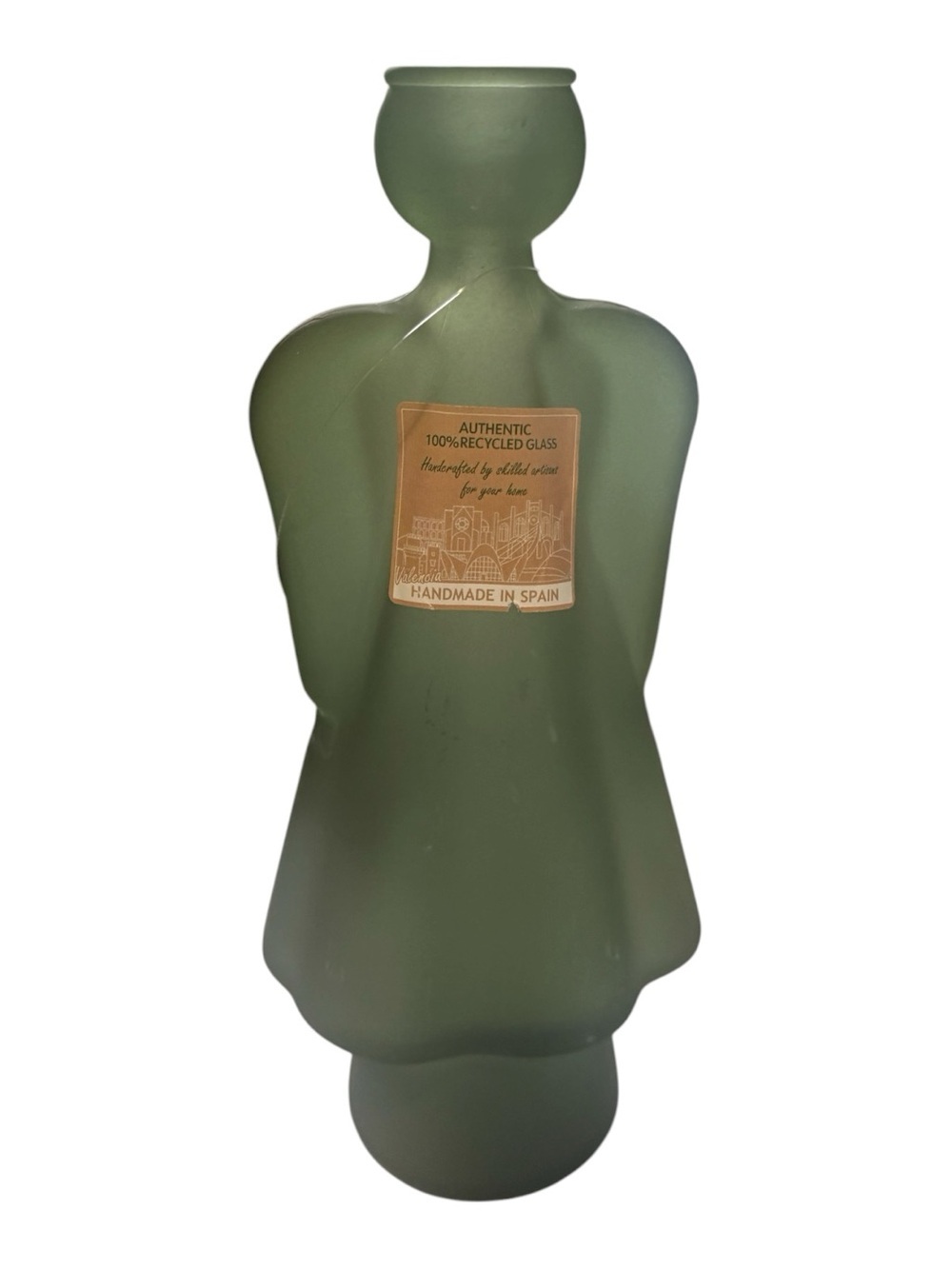 Green Recycled Glass Angel Candle Holder